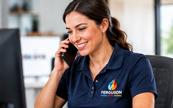 Ferguson office staff member on the phone helping a customer