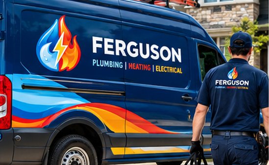 Ferguson service van and technician arriving on site